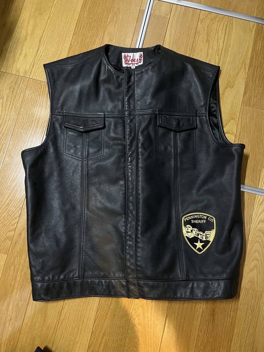 中古】リルジョー レザー デニム ベスト バイカーベスト liljoes