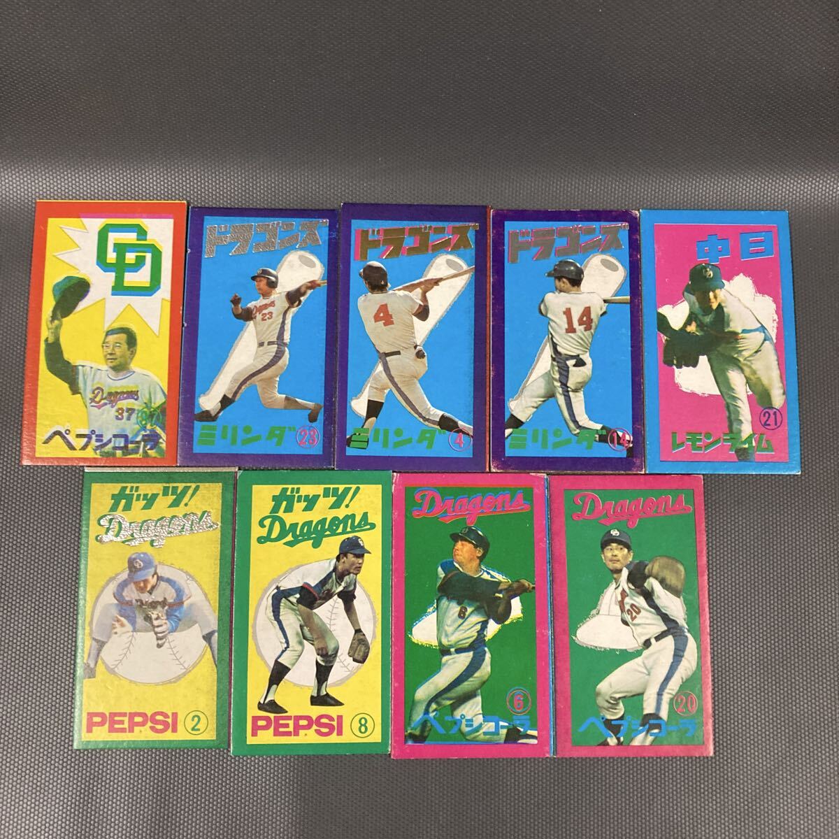○中日ドラゴンズ カード 丸型メンコ 鈴木孝政,青山久人,与那嶺要