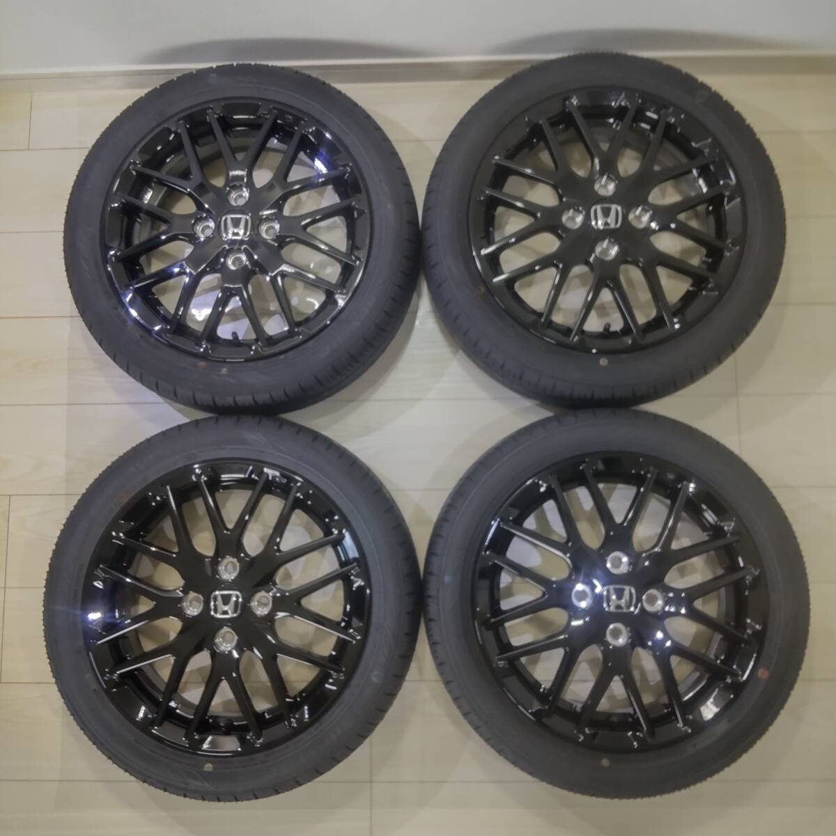 中古】深リム!PCD100 Work ユーロライン 7j/+32 ハブ約60㎜ 国産タイヤ