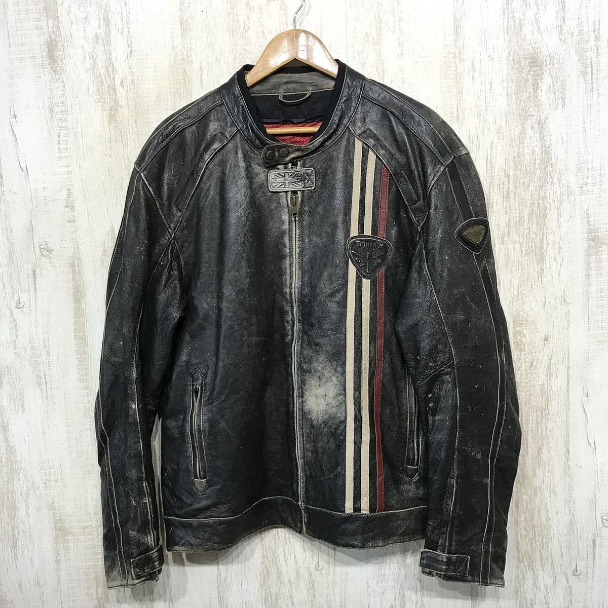 中古】TRIUMPH トライアンフ B.R.M.C バックペイント 本革 レザー 