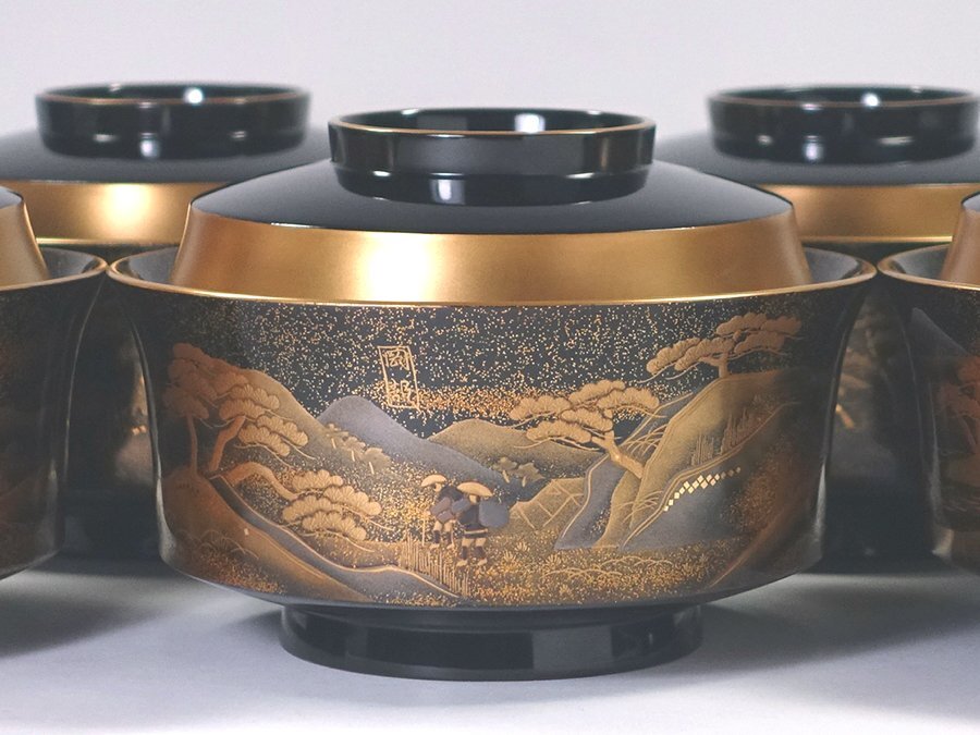 大角博明 輪島塗 能登半島 絵画 伝統 沈金漆 [舞蝶の図] 額装 : 額装