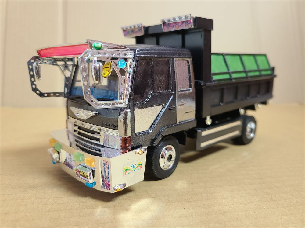 中古】☆ ダンプ 3台セット 1/32 デコトラ アートトラック 完成品