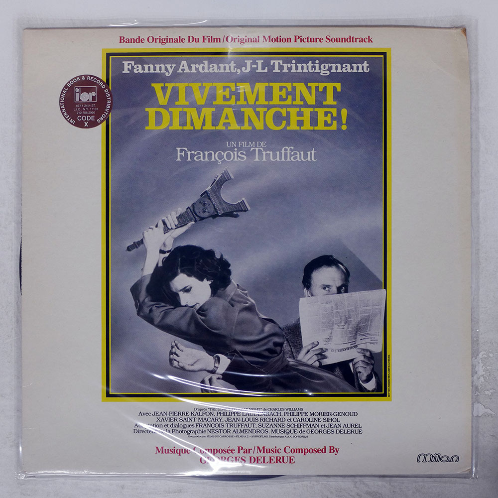 仏 フランス盤 ジョルジュドルリュー/VIVEMENT DIMANCHE! (BANDE ORIGINALE DU FILM)/MILAN A213 LPの1番目の画像