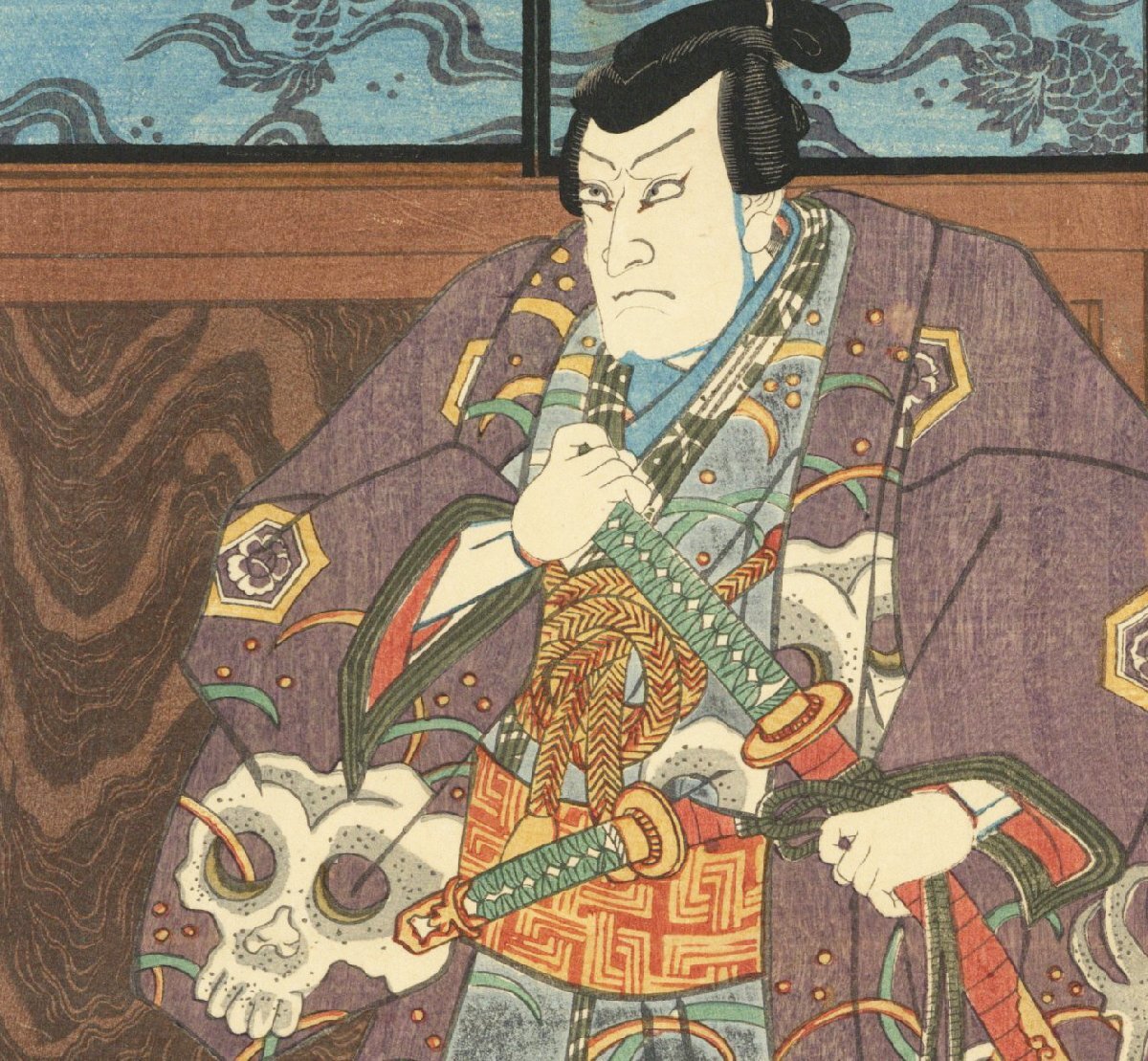 中古】☆本物浮世絵☆三代豊国 白井権八 幡随院長兵衛 刺青 TATOO