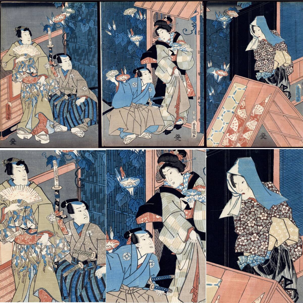 明治期 浮世絵 歌川国芳 春画 小紋帳（中） （検）北斎 歌麿 広重 国芳