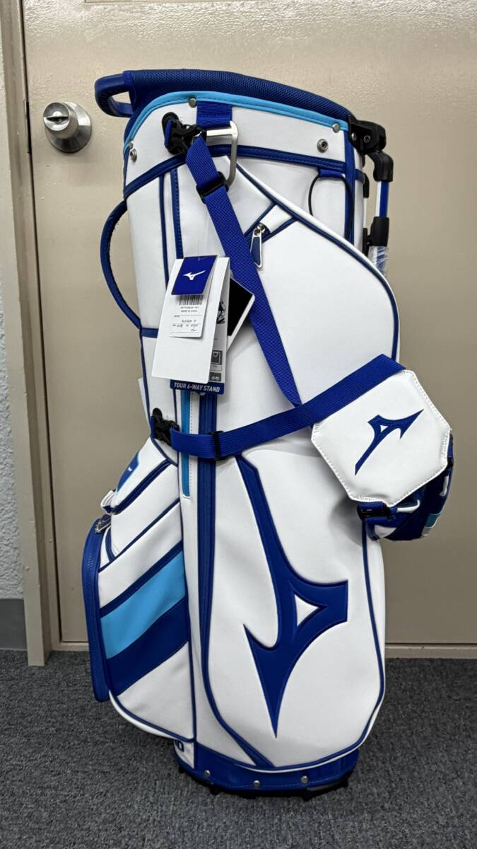 ミズノ MIZUNO キャディバッグ ホワイト/ブルー 新品未使用 MIZUNO (ミズノ) キャディバッグ ブルー×ホワイト セルフスタンド