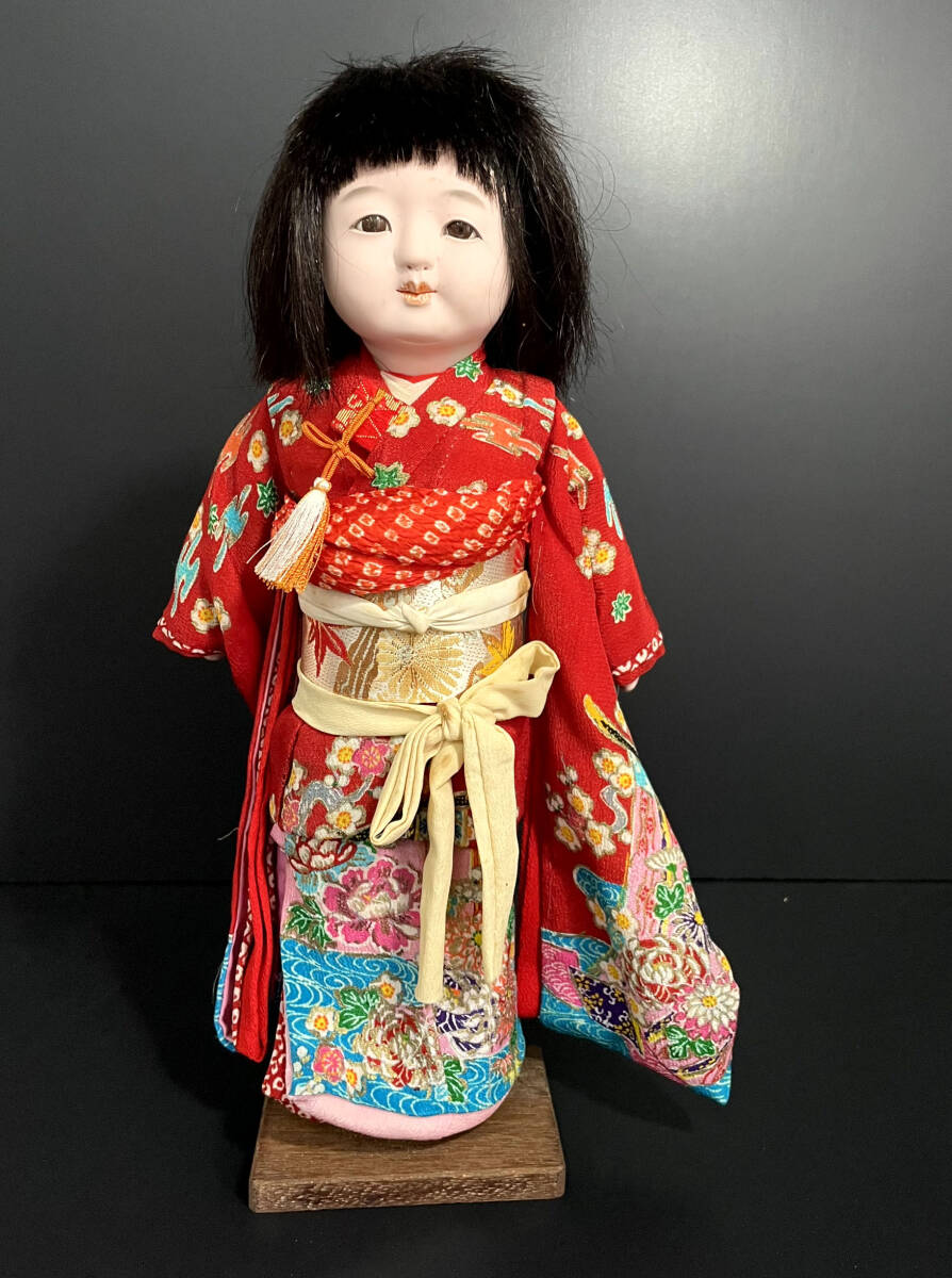 ☆昭和初期 春水作 市松人形 全長約35cm/着物付き/日本人形/おかっぱ