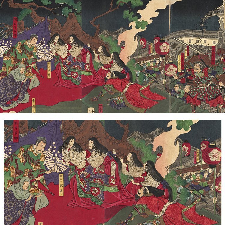 hana_desu15 獅子舞 春色家賀多の獅子舞 三枚続 国明画 文久元年(1861