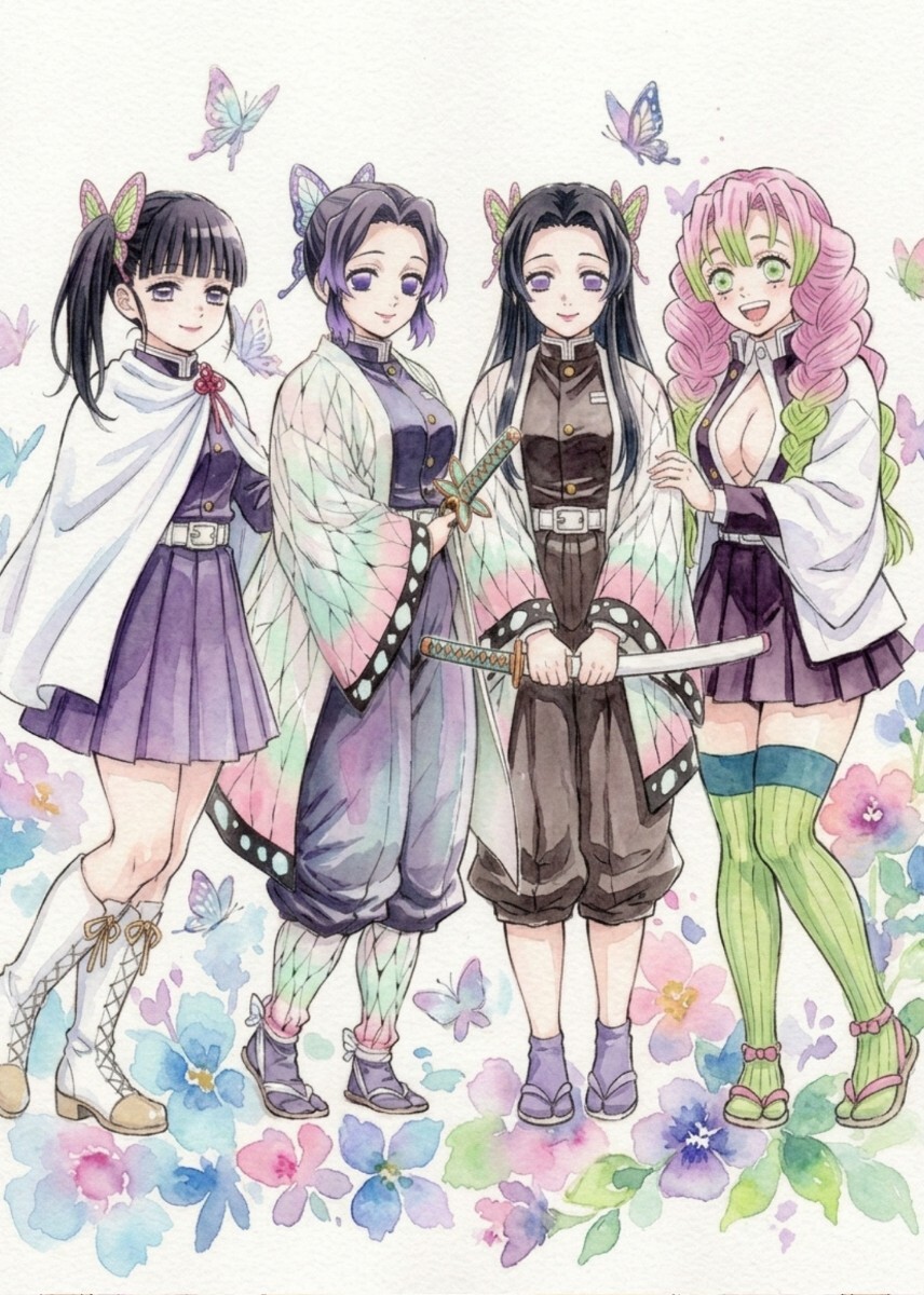 未使用】手描きイラスト 甘露寺蜜璃 ファンアート鬼滅の刃の落札情報