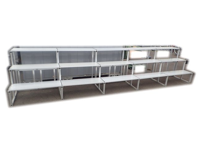 中古】【美品】集合写真撮影用 ひな壇 集合台 3段5基27板 専用袋付！の