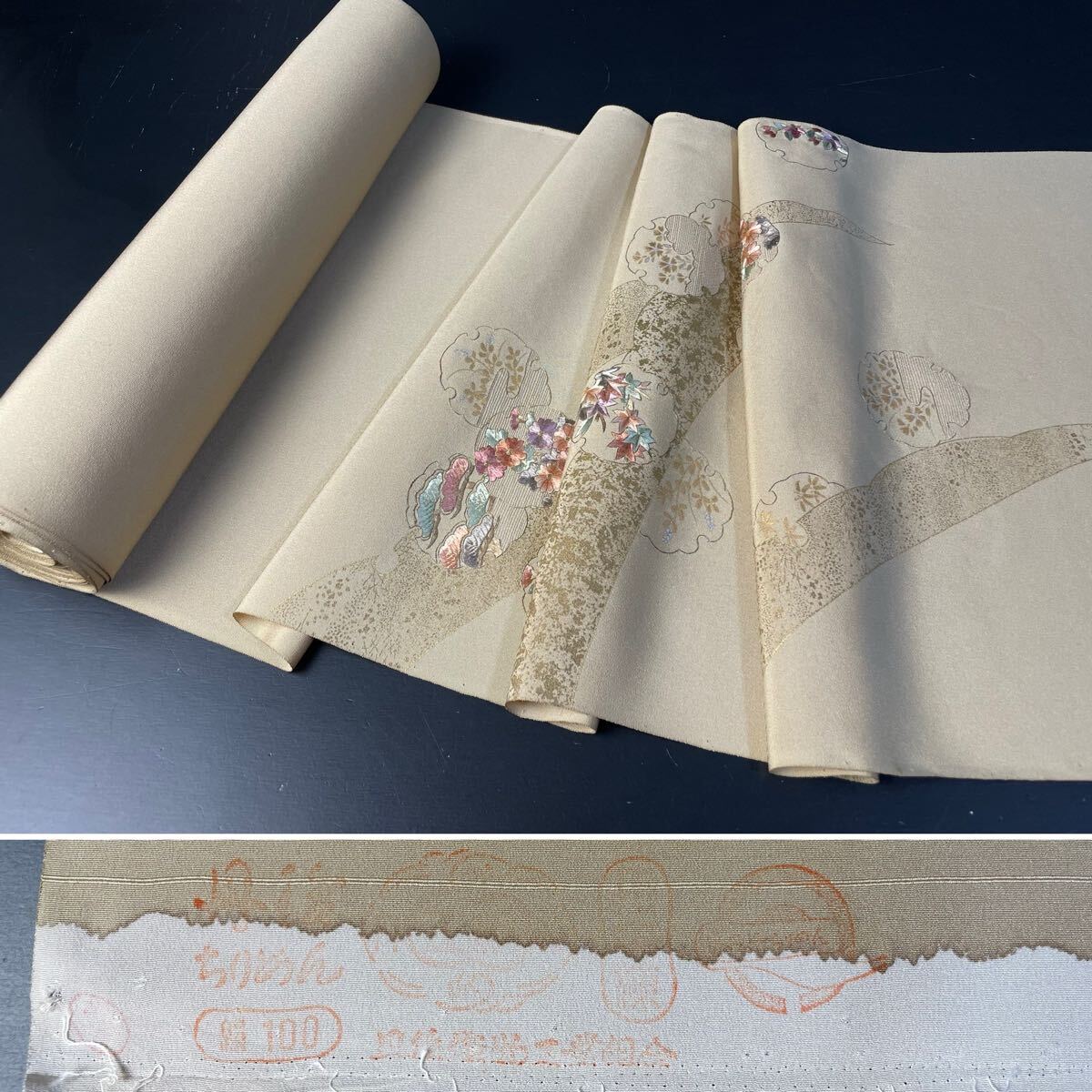 反物(絹100％)　丹後ちりめん　新品未使用　 リメイク 生地　No,20 反物 丹後ちりめん 絹100％ 染羽尺 JSSIF 未使用 リメイク素材にも 幅