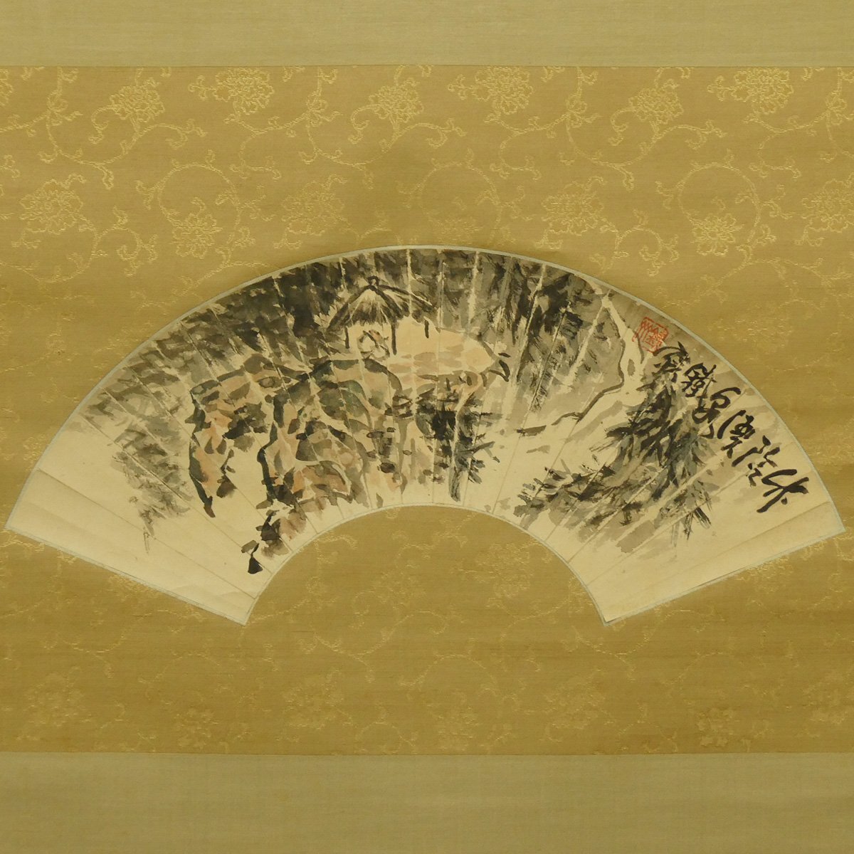文人画家 富岡鉄斎(鉄崖) 肉筆まくりF 人物図 紙本 屏風まくり 80