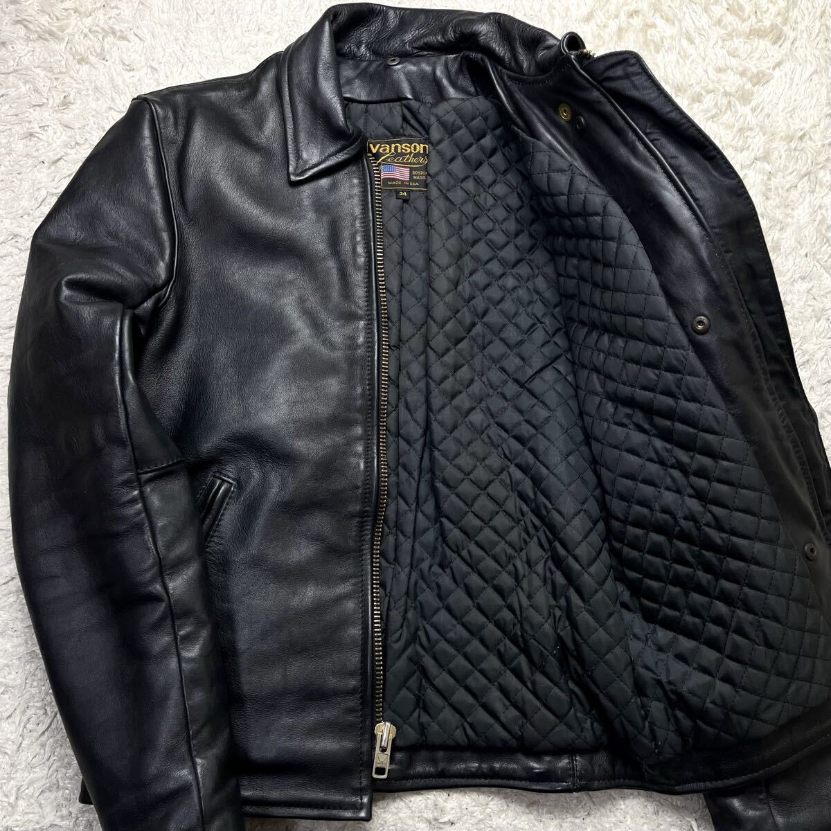 36 極上 バンソン ENF エンフィールド レザー ジャケット 襟付