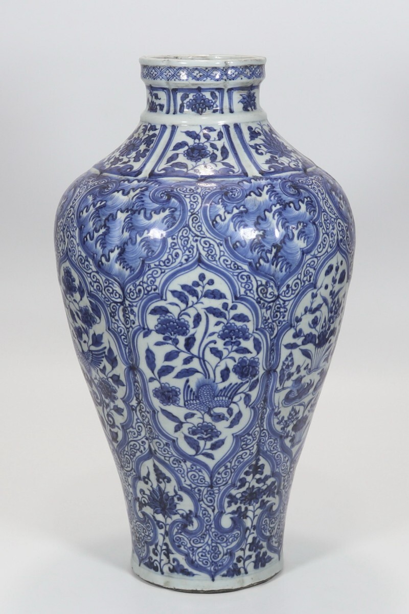NN0808 829 中国 景徳鎮製 染付 高さ 約46cm 壷 壺 花瓶 花入 花器