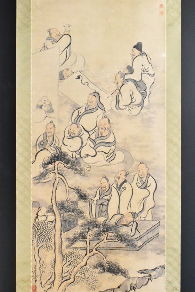 模写】【山本梅逸】 掛軸 花鳥図 共箱 愛知 尾張 掛け軸 日本画 書画