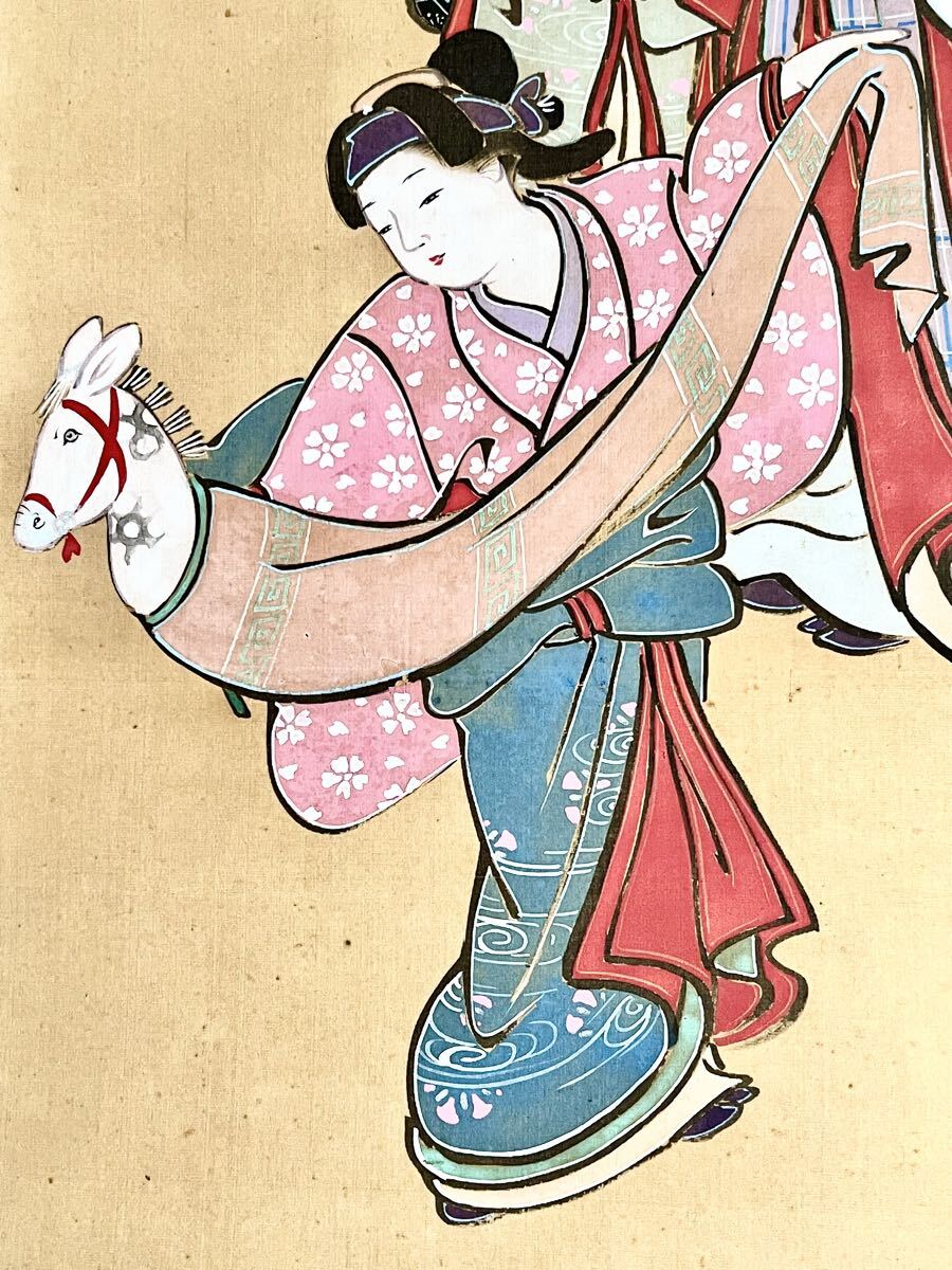 鑑定 浮世絵師・【宮川長春】 行水美人之図 掛軸 江戸中期・宮川派祖