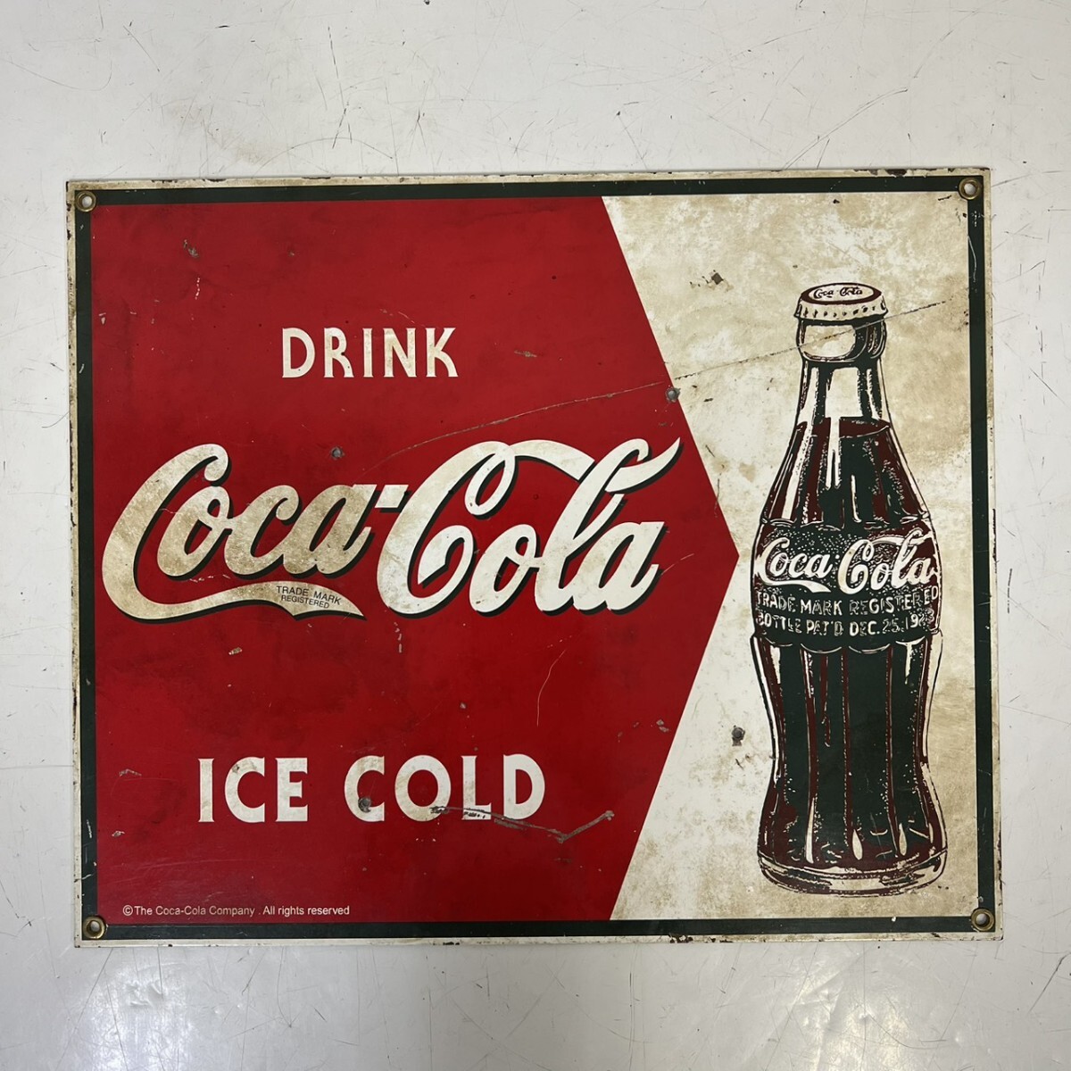 中古】1960年代 コカコーラ ホーロー看板（白丸）/coca cola/昭和