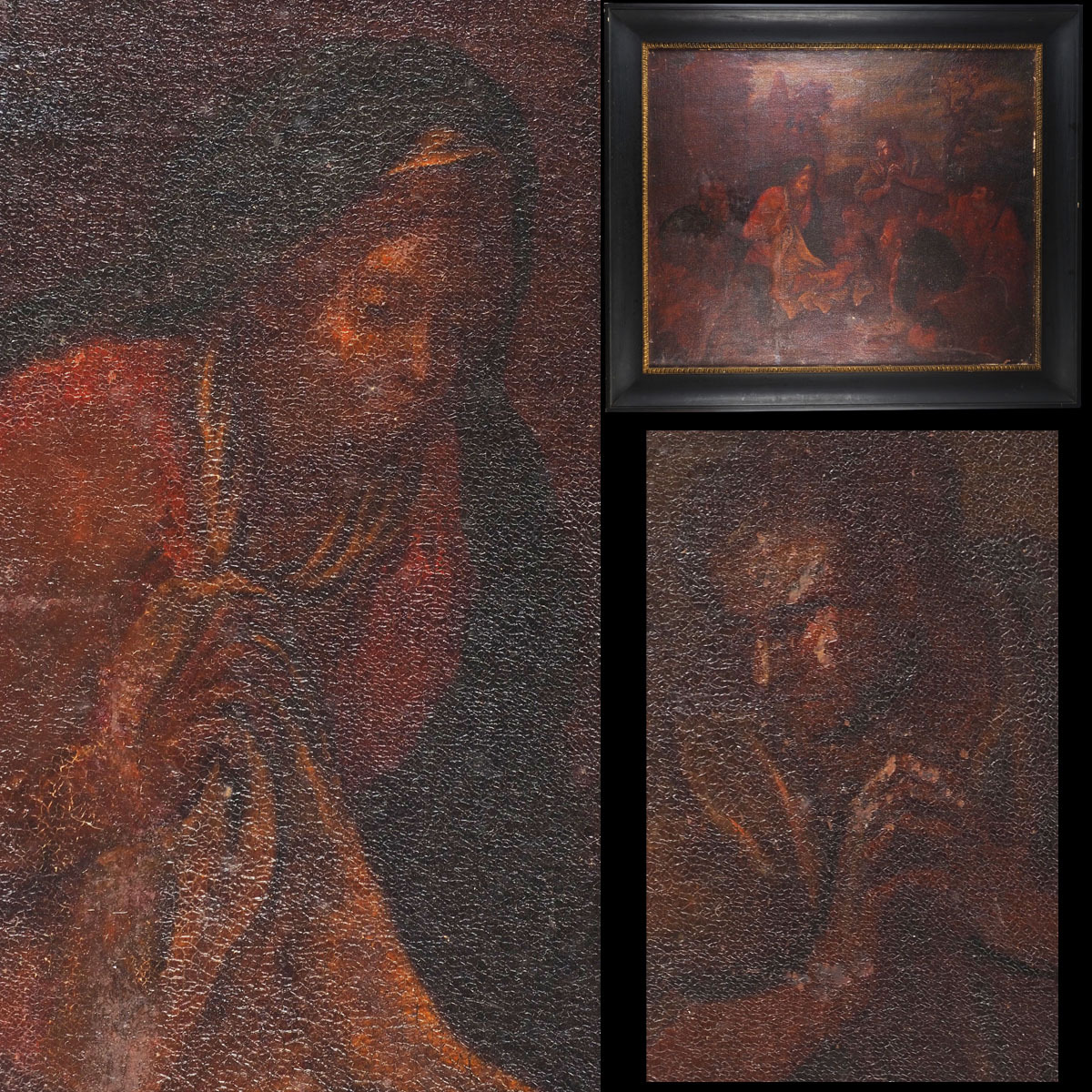 アンティーク彫刻額 油彩 肉筆画 真筆保証 人物画 「裸の少女」 裸婦