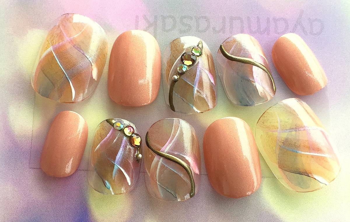新品 Jm 抜け感 ブラウンラインニュアンスネイル 春新作 ネイルアートチップ ハンドメイド ショート ネイル綾紫 の落札情報詳細 ヤフオク落札価格情報 オークフリー スマートフォン版