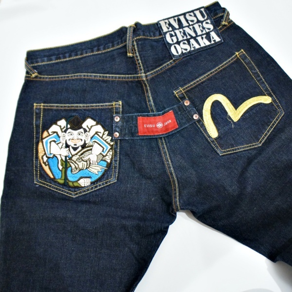 エヴィス EVISU PARIS エビス様 カモメ刺繍 金ゴールドステッチ 刺繍