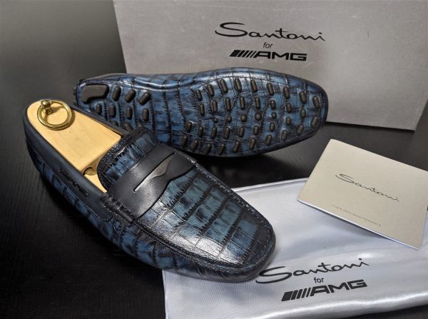 【新品未使用】santoni サントーニ ローファー ワニ皮 クロコダイル 新品未使用】santoni サントーニ ローファー ワニ皮