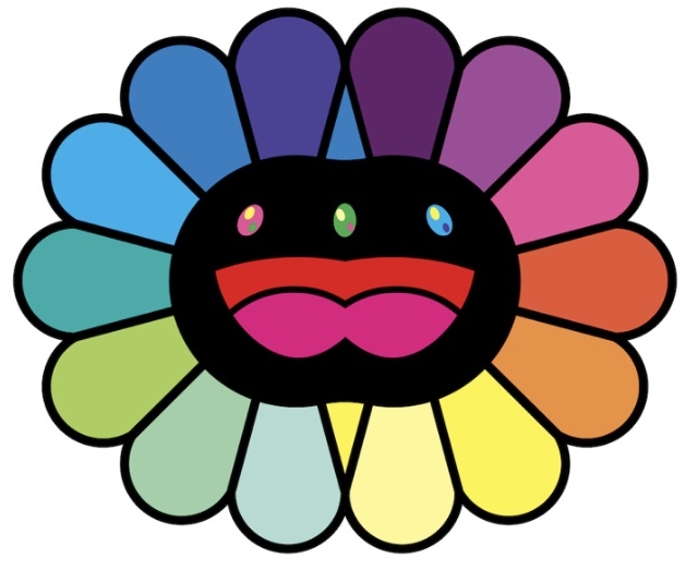 新品】村上隆 版画 Multicolor Double Face Black ブラック 黒 お花