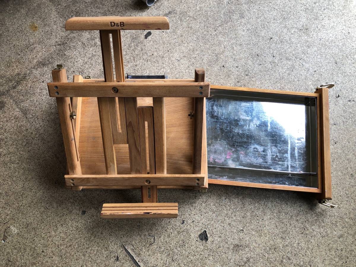 ②希少 D&B 木製 スケッチング イーゼルボックス W36D31H12～54 卓上