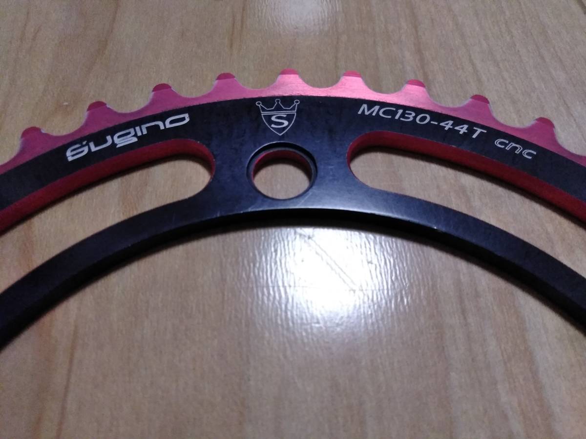 SUGINO MC130-44T 44t PCD130 厚歯 良品 黒×赤 5アーム シングル