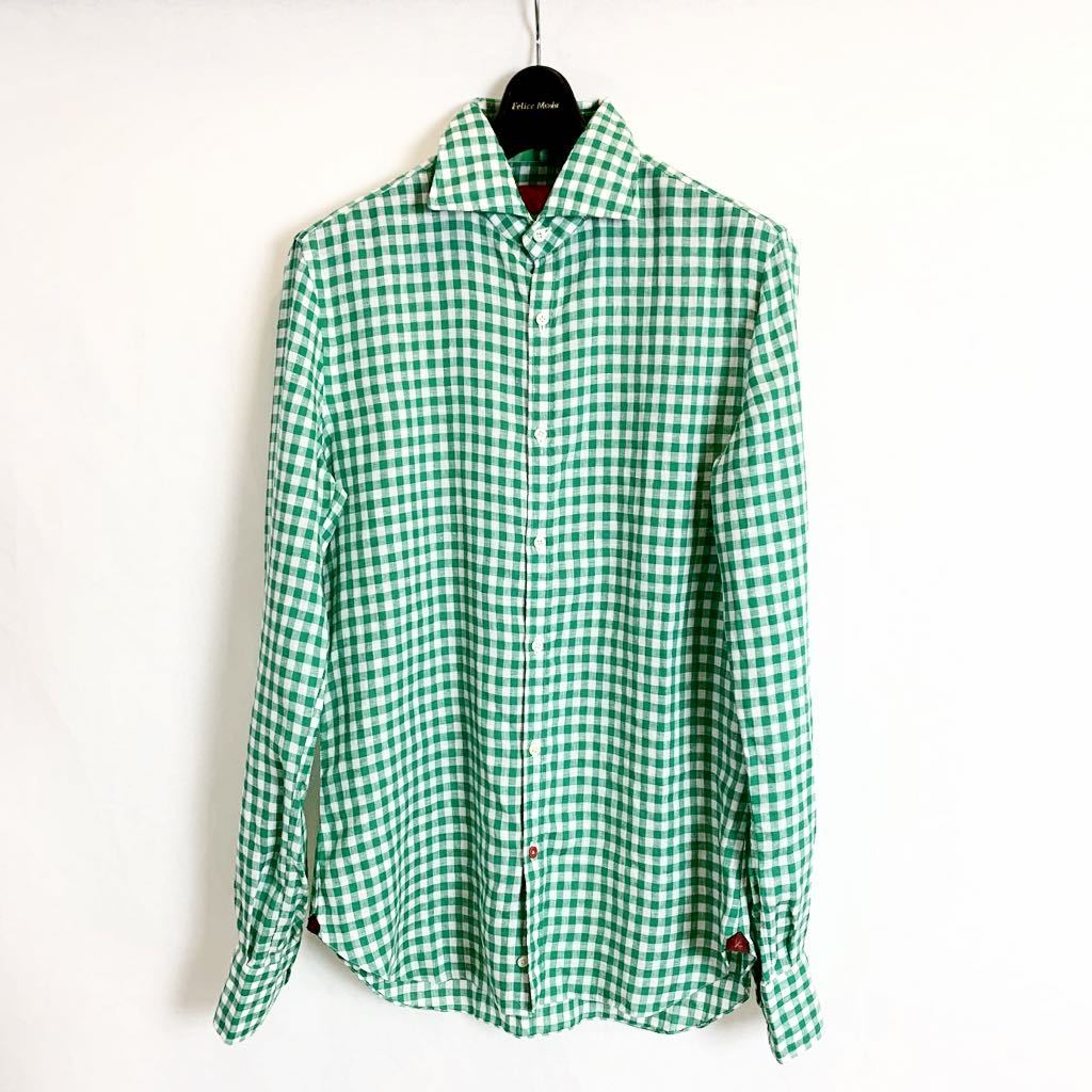 Y57 11 1 Isaia Napoli イザイア ギンガムチェックシャツ 緑 長袖シャツ 長袖 シャツ メンズ チェック 39 チェック柄 の落札情報詳細 ヤフオク落札価格情報 オークフリー スマートフォン版