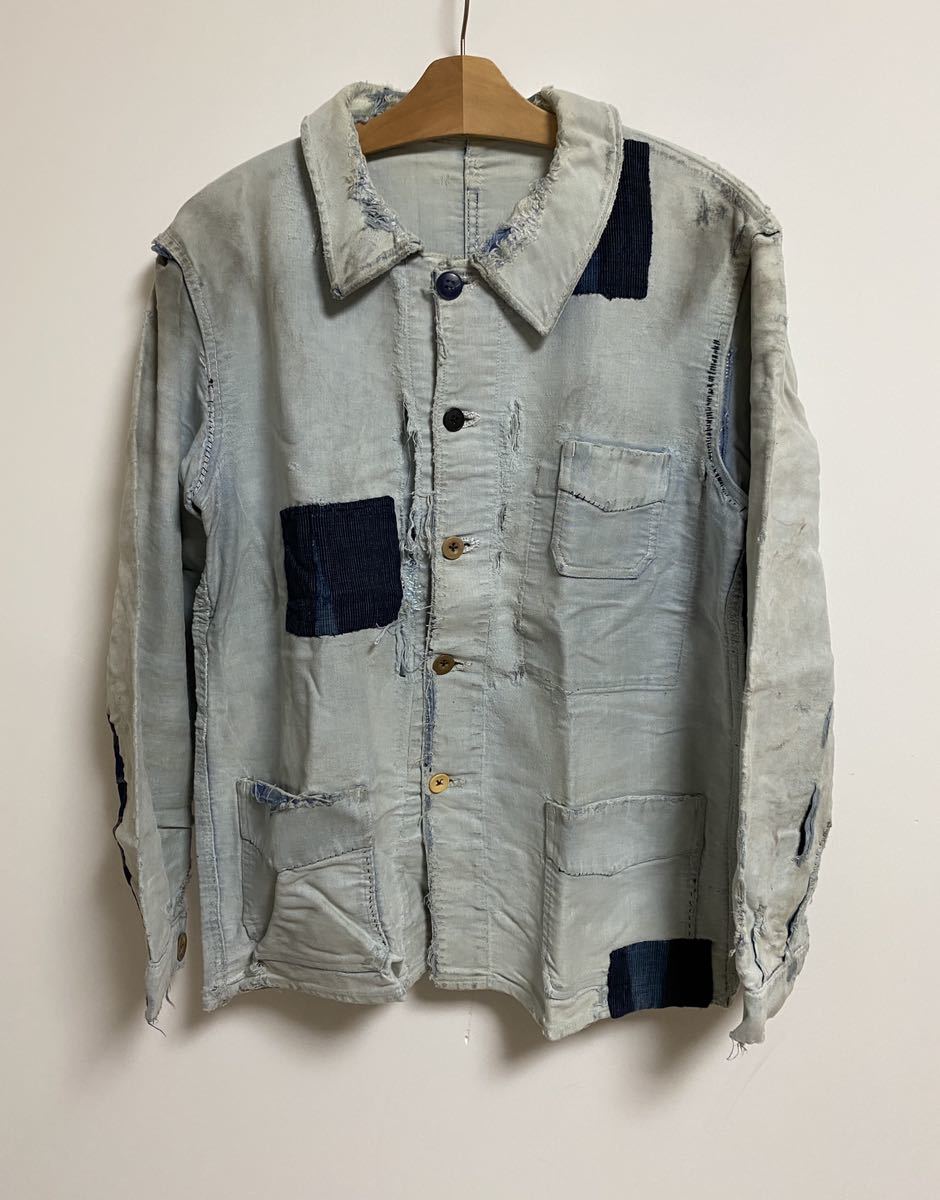 ユーロ フランス ヴィンテージ モールスキンジャケット ボロ フェード