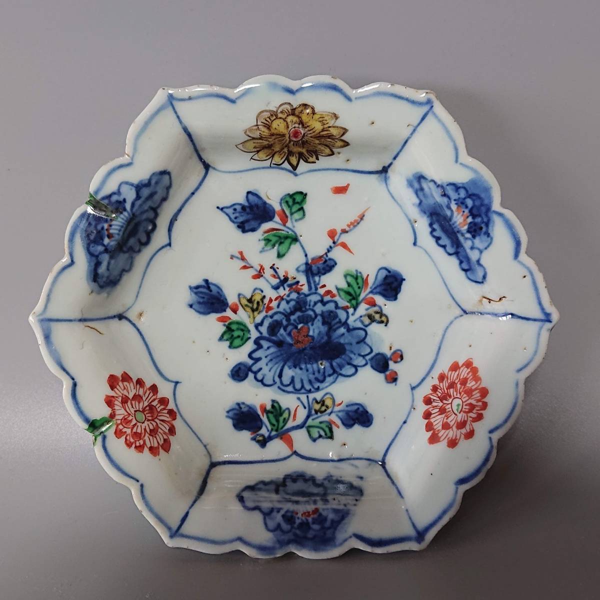 天啓赤絵 明末 清初 天啓年間 青花 染付 赤絵皿 皿 直径約20.5cm