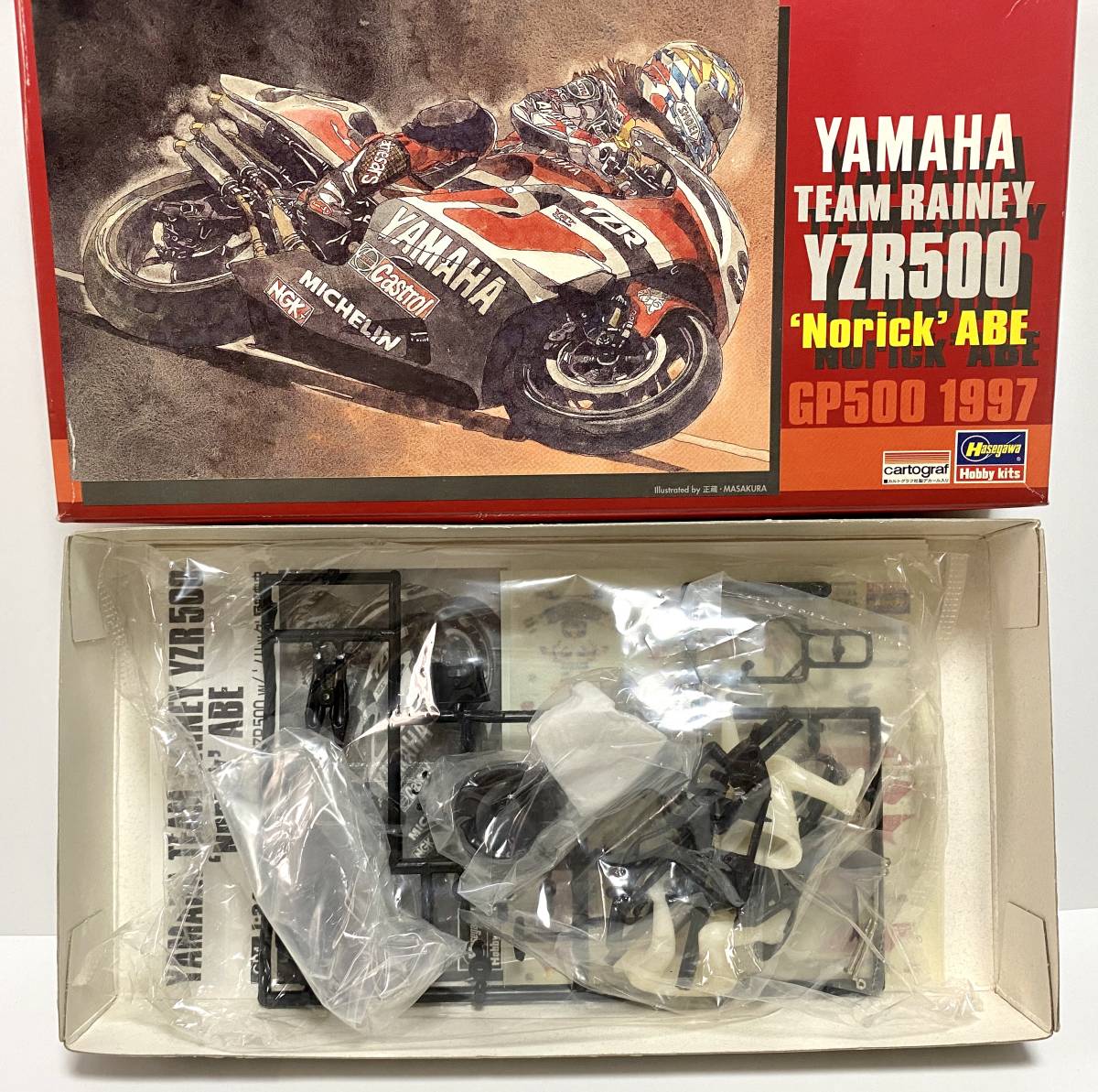 即決絶版ハセガワ1/24 YZR500 w/ノリック 阿部典史 ヤマハチーム