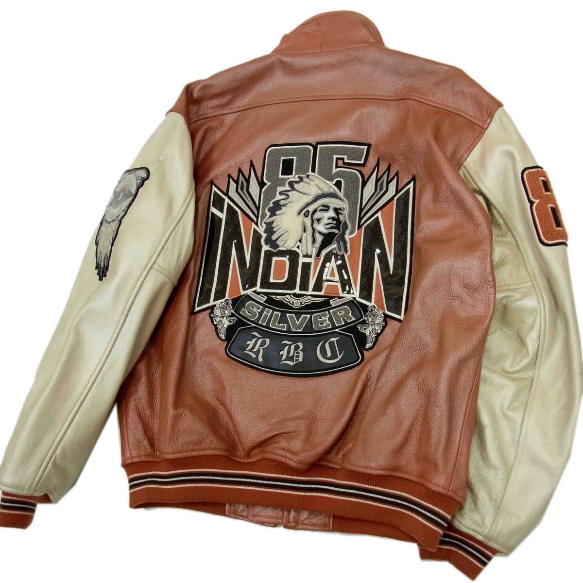 R.B.C レザー スタジアムジャケット モーターサイクル スタジャン R.B.C レザー スタジアムジャケット モーターサイクル スタジャン