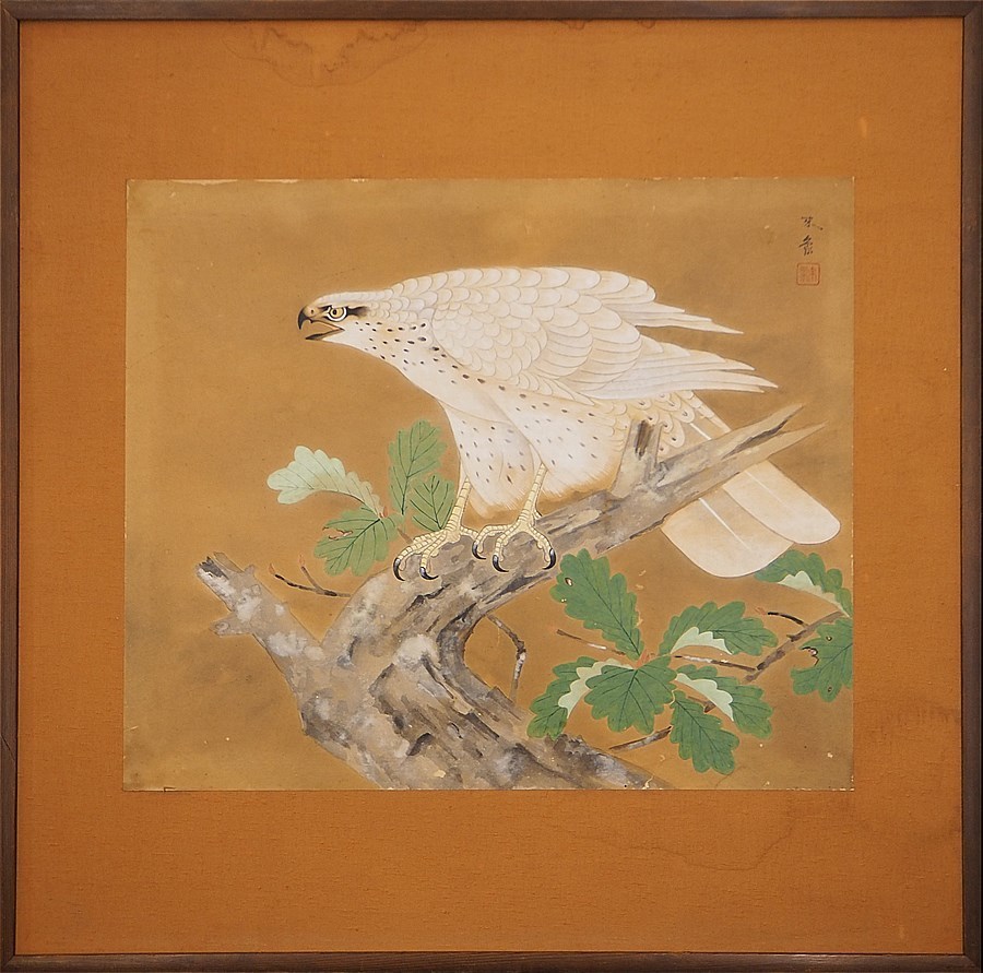 真作】【蘇山】[福岡青嵐] 5603 掛軸 日本画 「鵜飼」 合箱 紙本 人物