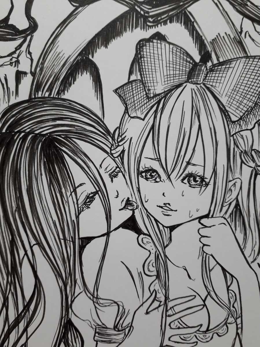 新品 手描きイラスト オリジナル サイズ ペン画 モノクロ 美少女 Ghost In The の落札情報詳細 ヤフオク落札価格情報 オークフリー スマートフォン版