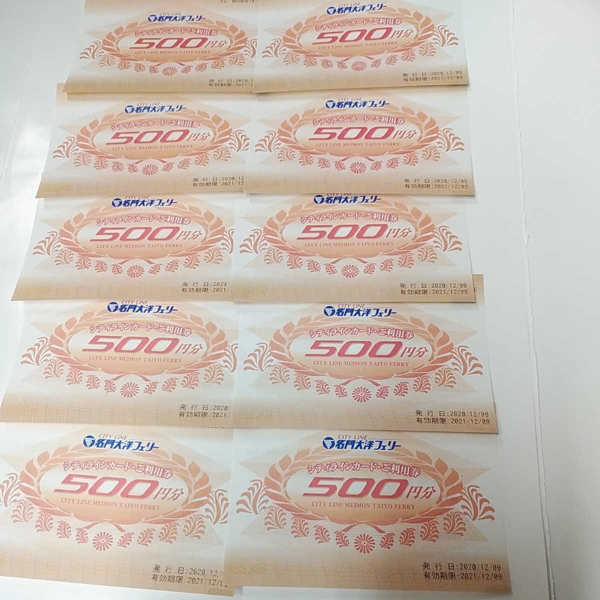 名門大洋フェリー シティラインカード・ご利用券 10000円