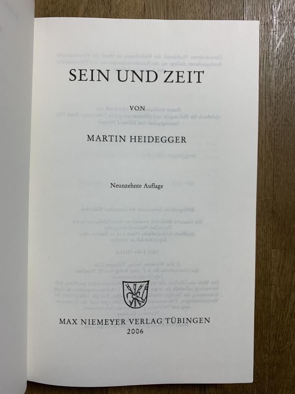 ハイデガー『存在と時間』 Heidegger, Sein und Zeit. 2006 ドイツ語
