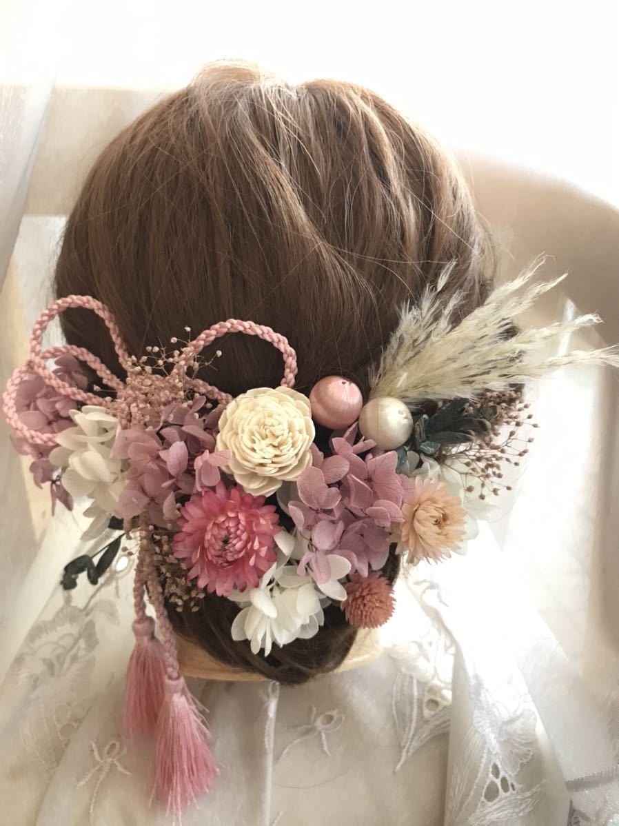 pure flower*ヘッドドレス☆プリザーブド&ドライフラワー☆No.181 金箔 