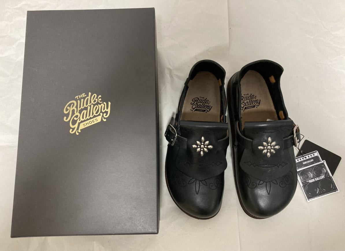 名作】RUDE GALLERY - レザー フラワー スタッズ ベルト 32 STEERHIDE