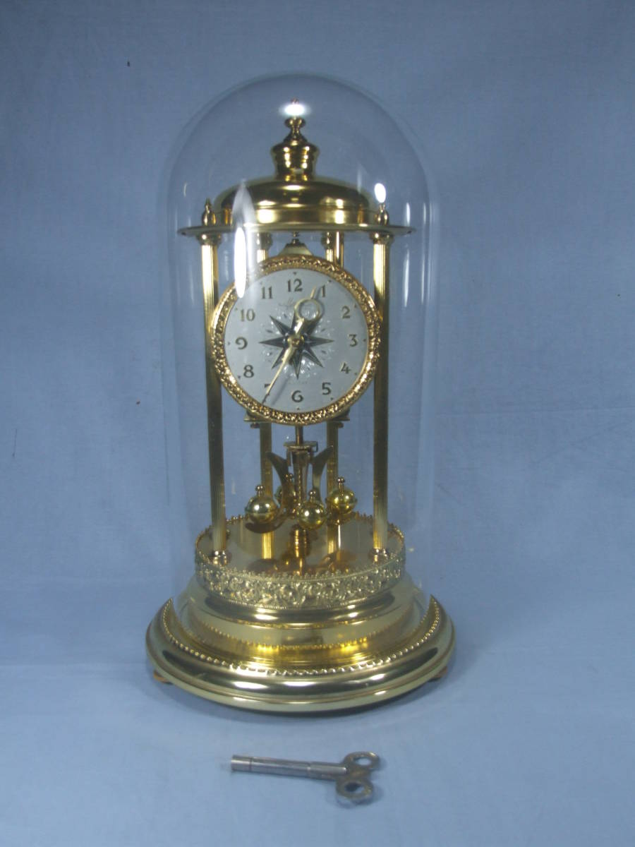 Master 400-Day 置時計 ガラス製 金色　ゼンマイ巻き式　レトロ Master 400-Day 置時計 ガラス製 金色 ゼンマイ巻き式 レトロ Yahoo