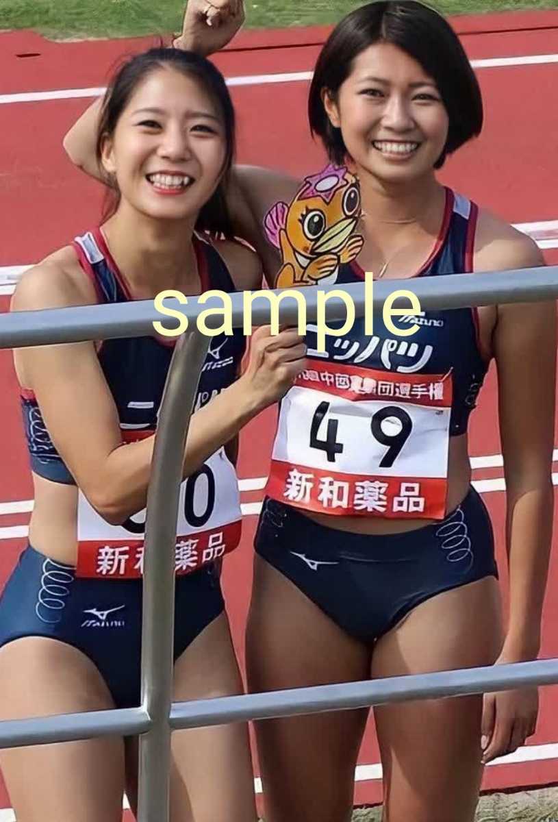 未使用に近い】アスリート女子 陸上 躍動 挑戦 写真L判 レーシング