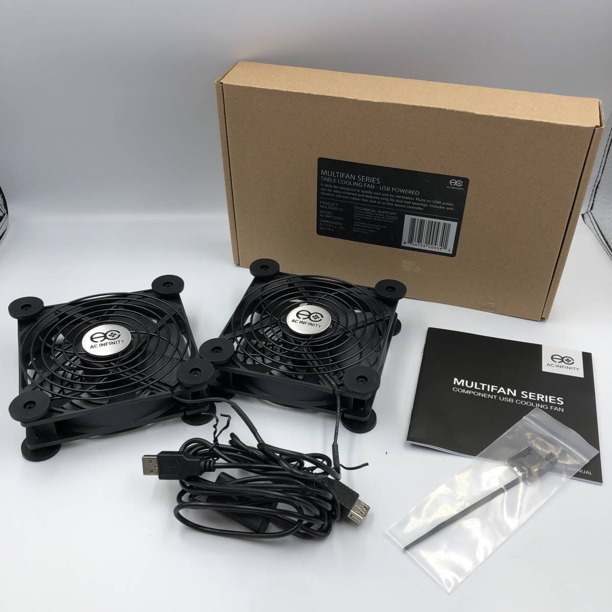 【目立った傷や汚れなし】【未検品】AC Infinity MULTIFAN S7 静音 2台1組 120mm USB Fan 冷却ファン