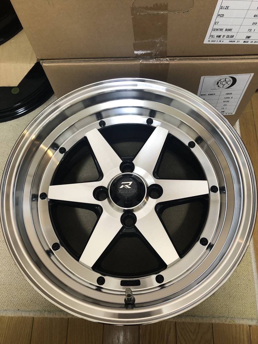 旧車・街道レーサー・暴走族 15×8J/+20/PCD100 新品ホイール4本
