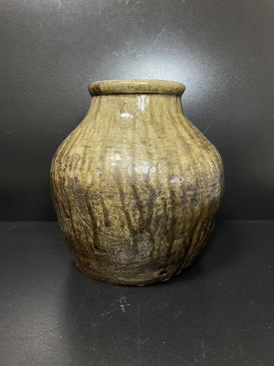 100年越…大古壺「酒壺・水瓶」縄紋様/荒肌/蔵出/窯焼き/