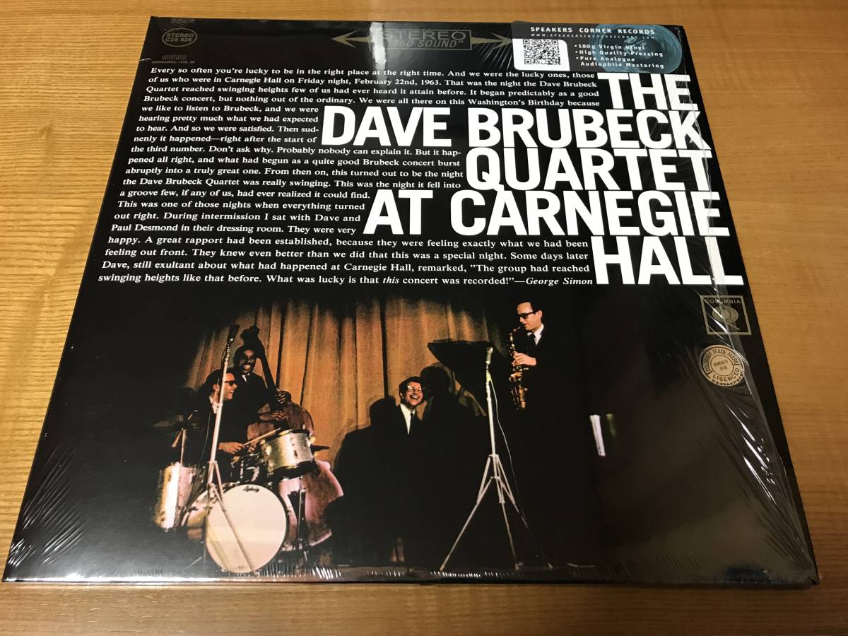 【未使用に近い】THE DAVE BRUBECK QUARTET AT CARNEGIE HALL SPEAKERS CORNER