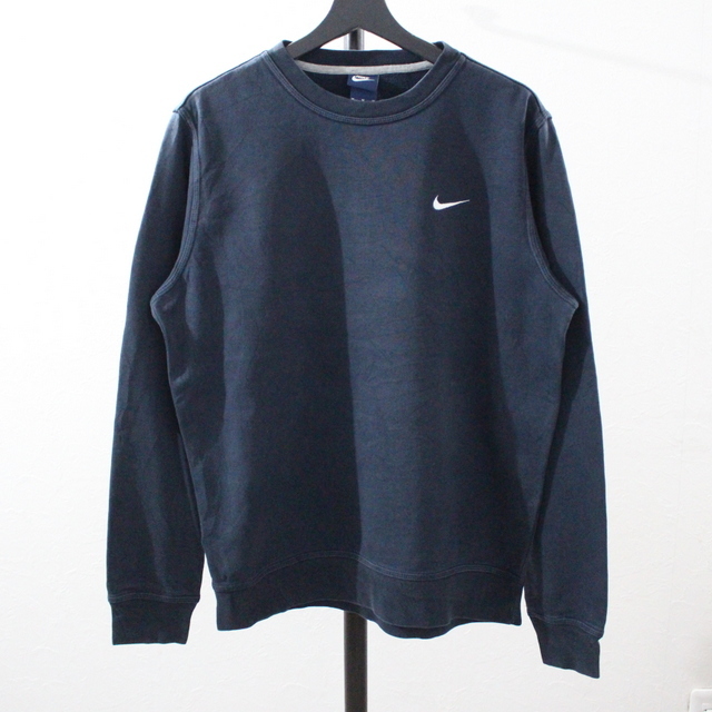 00s ナイキ スモール スウッシュ 刺繍 半袖 Tシャツ メンズ XL オールド コットン ワンポイント シンプル カットソー 大きいサイズ グレー