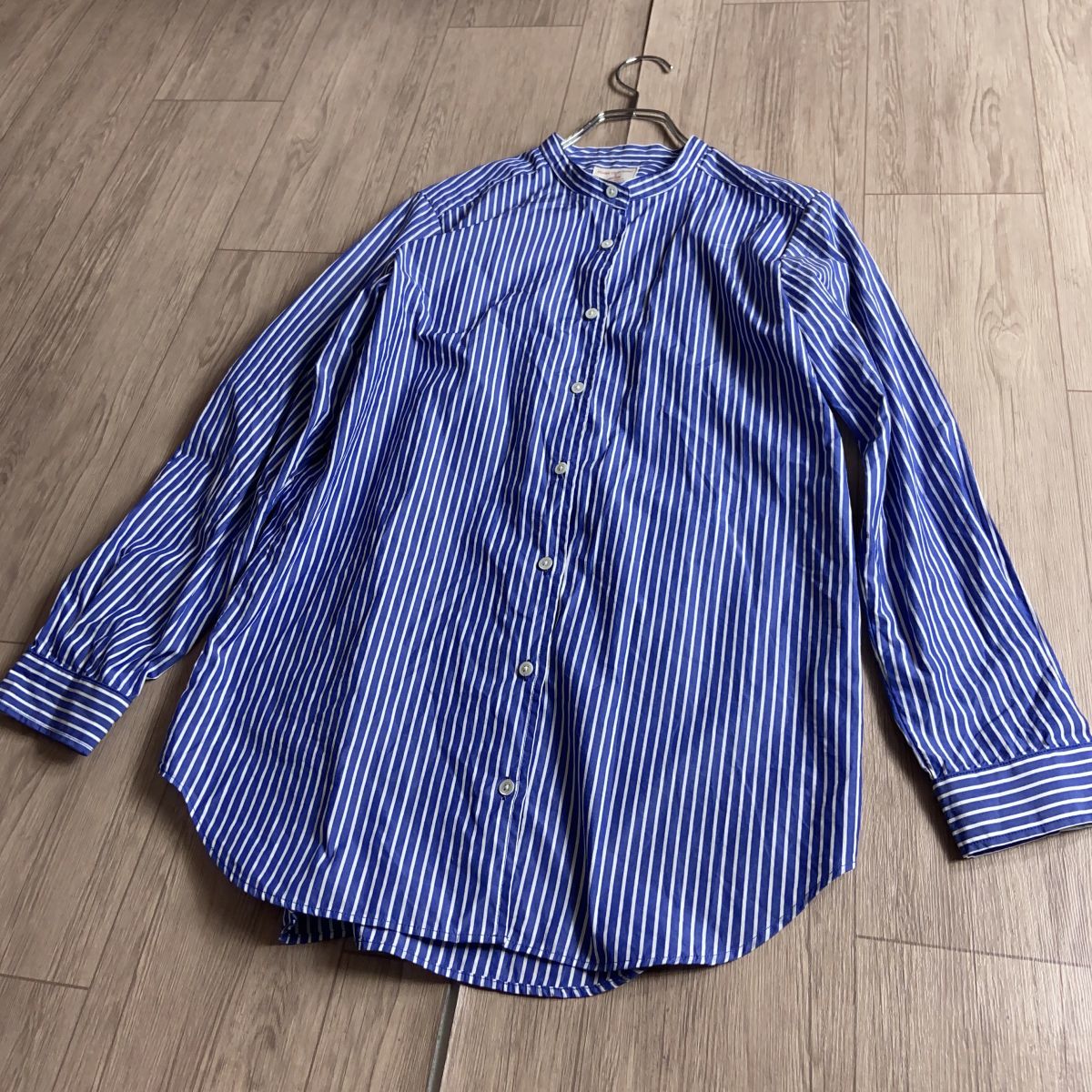 【目立った傷や汚れなし】100円スタート♪ studio clip shirts スタディオクリップ シャツ 日本製 バンドカラー ブルー