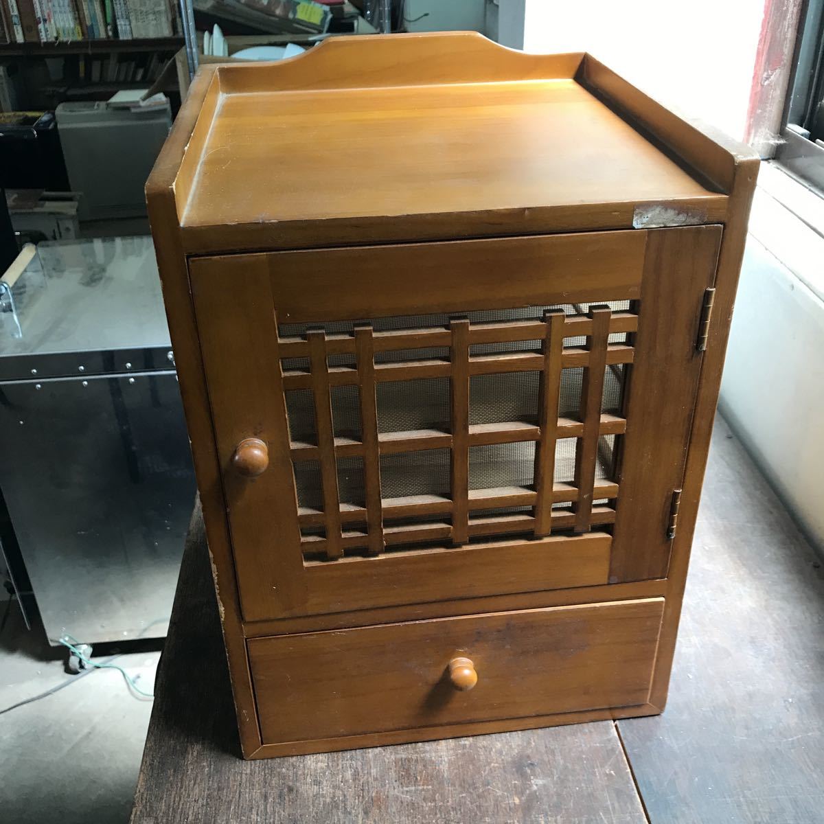 蝿帳　食器棚　食品庫　水屋　昭和レトロ 蝿帳 食器棚 昭和レトロ 木製 水屋箪笥 蝿帳 約44cm✖46,