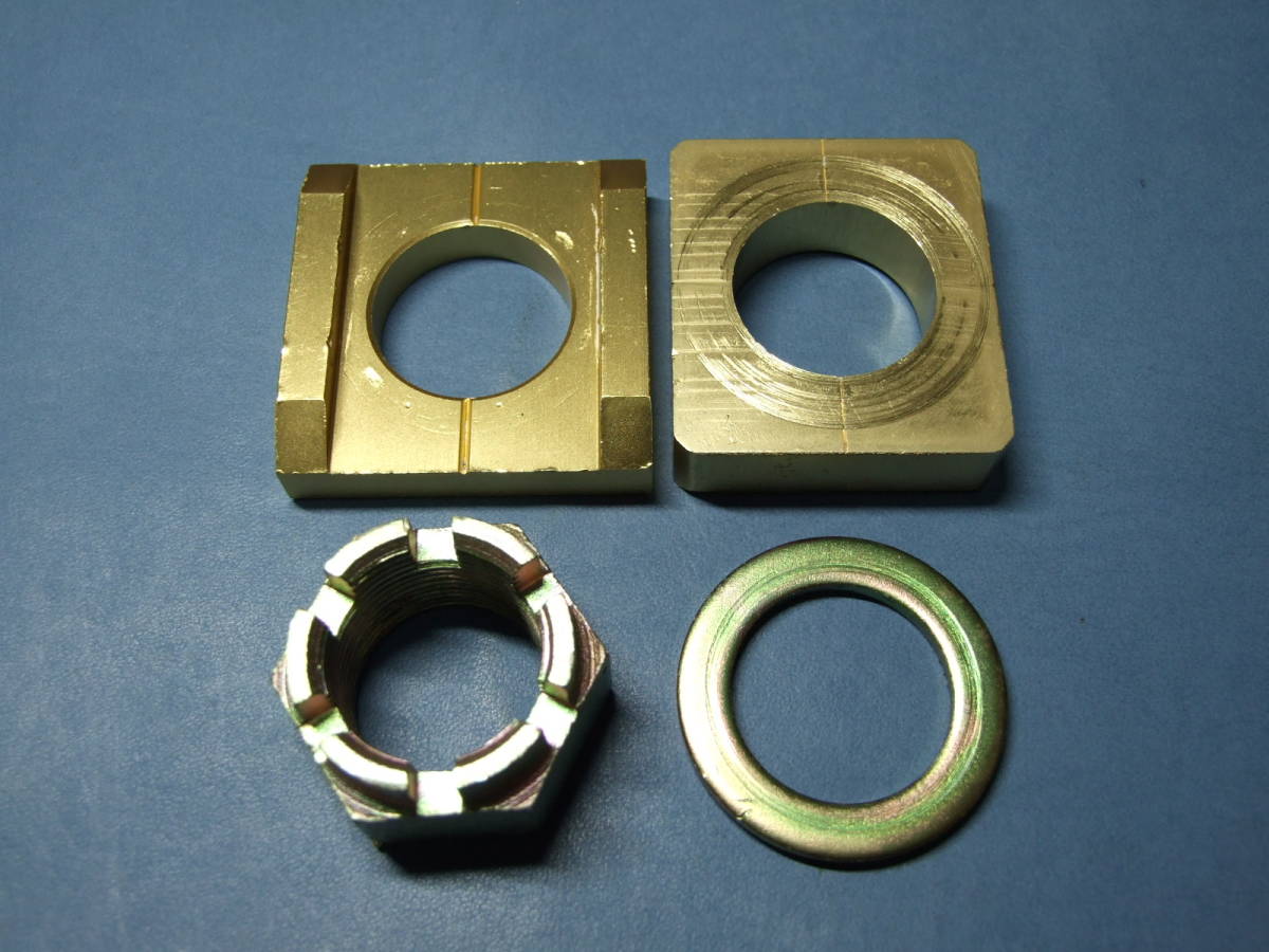 【傷や汚れあり】カワサキ純正 ZX9R(E型'00～) ZX900E φ25アクスルブロック(スライダー左右)＋ナット＋ワッシャーSET