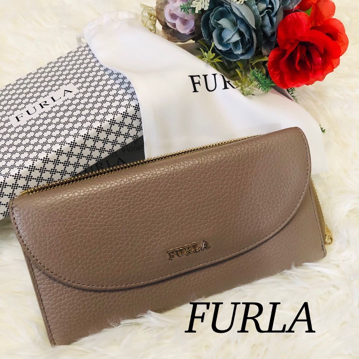 FURLA ゴールド 長財布 オリジナルボックス付き フルラ FURLA 長財布 ゴールド 小物 レザー 箱 保存袋付き レディース